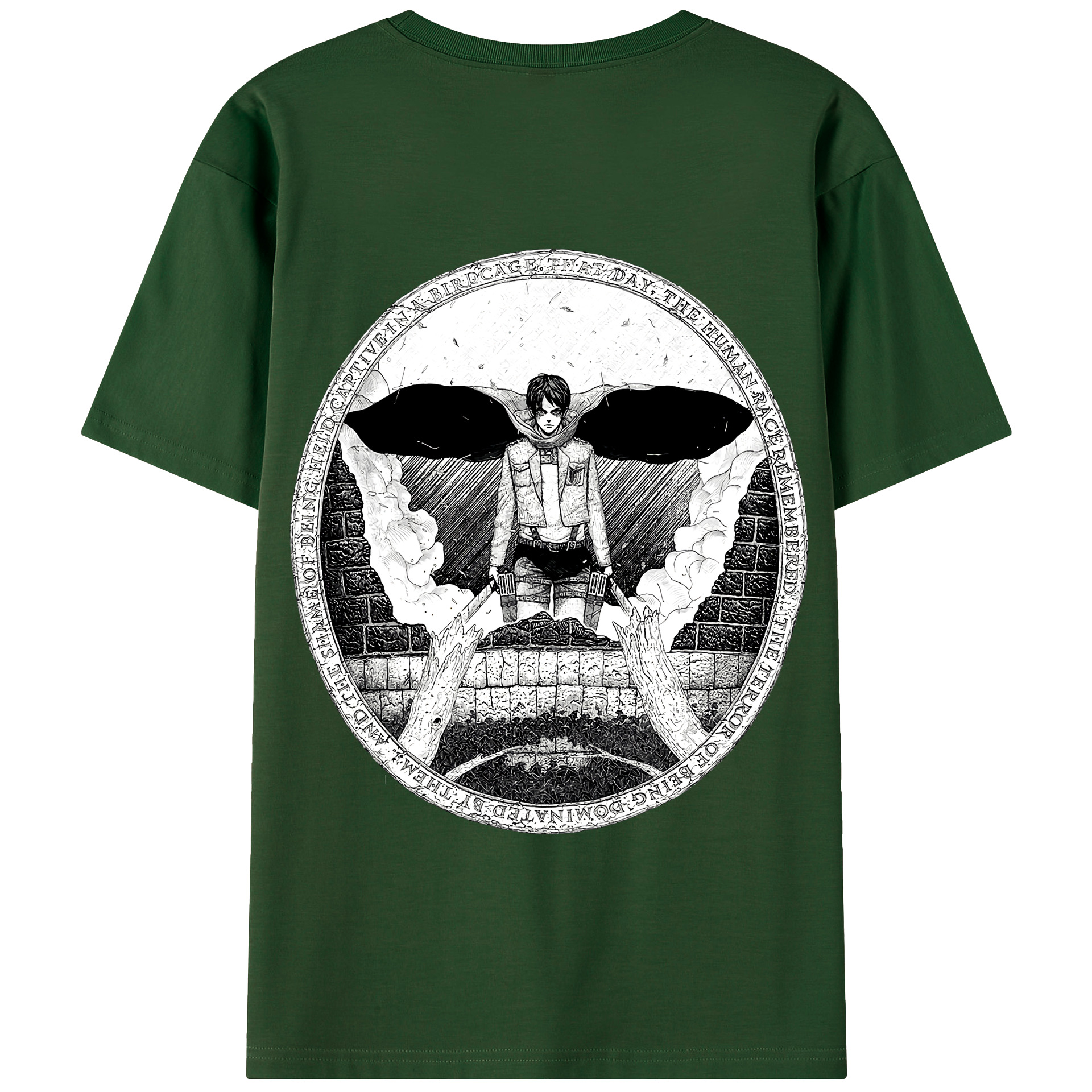 （画像用） 進撃の巨人 エレン･イェーガー Attack on Titan Eren Jäger 綿100％半袖Tシャツ（背面プリント）